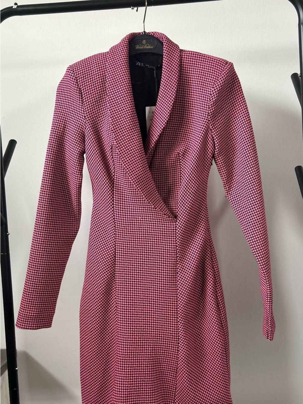 Zara Pink Houndstooth Blazer Dress